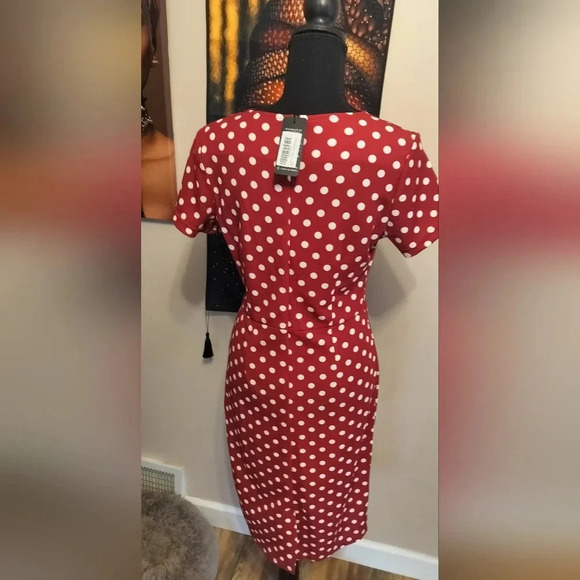 Conscious Collection Women's White And Red Polka Dot Dress Size Medium New - Picture 10 of 14